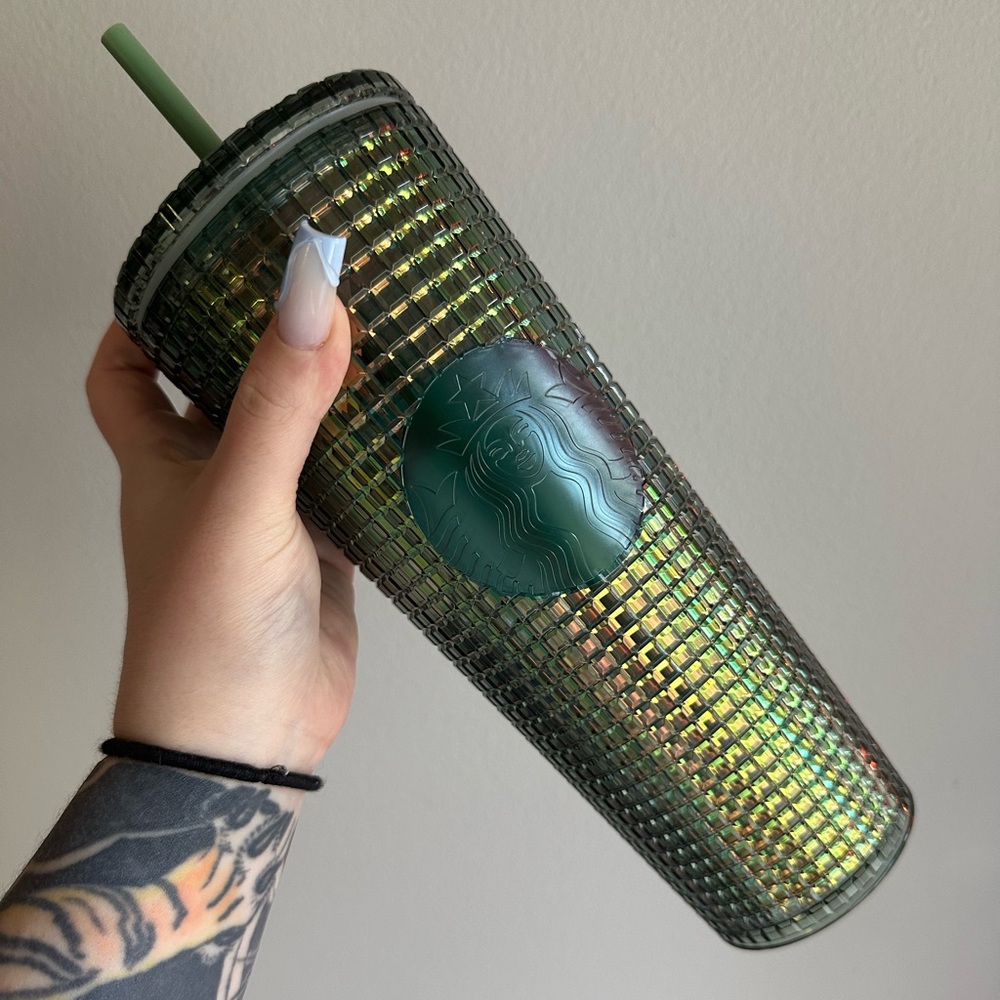 Starbucks Spring 2022 green iridescent disco tumbler